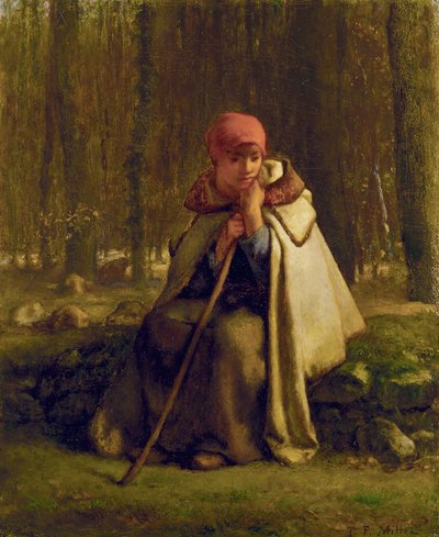 Franska:  Bergère assise Sittande herdinna av Jean Francois Millet