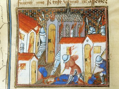 Engelsmännen satte eld på staden St. Lo ... av Jean Froissart