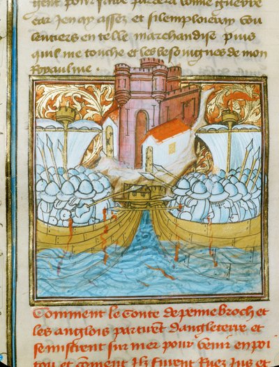 Sjöslaget vid La Rochelle, där en engelsk flotta besegrades av en spansk flotta i tjänst hosFrankrike ... av Jean Froissart