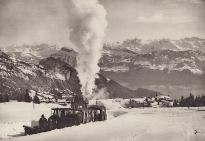 Rigi Kaltbad, vintersportståg för Vitznau Rigi Bahn (s/v foto) av Jean Gaberell
