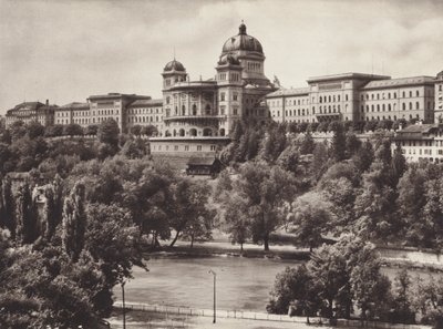 Schweiz: Bern, det schweiziska federala palatset (s/v foto) av Jean Gaberell