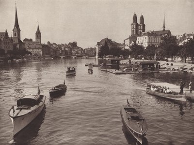 Schweiz: Zürich från Quaibrucke (s/v foto) av Jean Gaberell