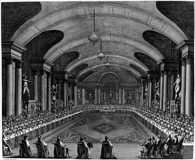 Franska revolutionen: "" Institutets invigningssession 1795". Den 25 oktober av Jean Girardet