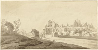 Utsikt över ruinerna av palatset på Palatine Hill i Rom av Jean Grandjean (attributed to)