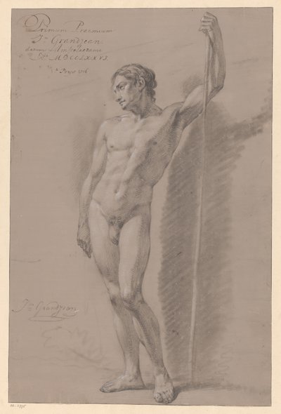 Stående manlig naken, sedd framifrån (1:a pris 1776) av Jean Grandjean