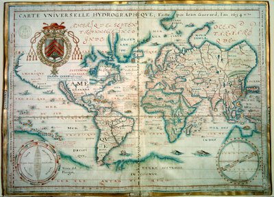 Universell hydrografisk karta. Manuskript av Jean Guerard, fransk geograf. 1734. paris, B.N. av Jean Guerard