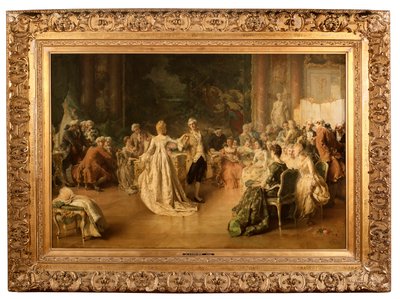 Menuetten (olja på panel) av Jean Guillaume (1858 1931) Rosier