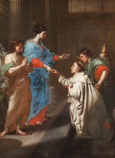 Den välsignade Hermann Josephs mystiska förlovning med Jungfru Maria. av Jean Guillaume Carlier
