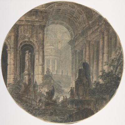 Arkitektonisk fantasi, 1700-tal. av Jean Henri Alexandre Pernet.
