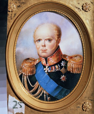 Porträtt av storhertigen Constantine Pavlovich av Ryssland (1779-1831) (Porträtt av storhertigen Konstantin Pavlovich av Ryssland). Målning av Jean Henri Benner (1776-1836). Akvarell på papper av Jean Henri Benner