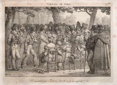 Scenes of Paris: Promenade in the Tuileries. Vad tittar de på? av Jean Henri Marlet