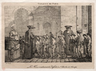 Scener i Paris: Bröderna som leder barnen till St. Nicholas of the Fields. av Jean Henri Marlet