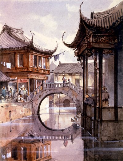 Utsikt över Shanghai, Kina, c1860 av Jean Henri Zuber