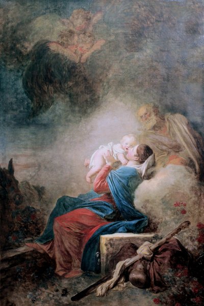 Franska: Le Repos de la Sainte Famille av Jean Honore Fragonard