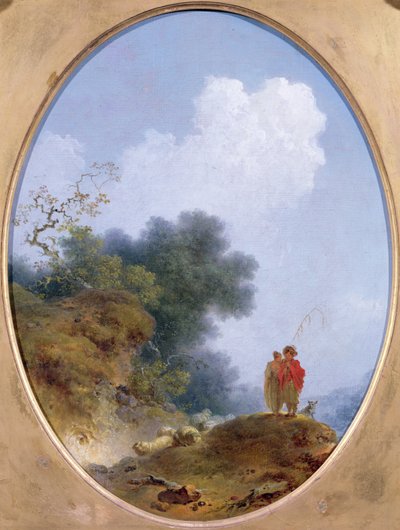 En herde som spelar flöjt medan en bondflicka lyssnar, 1765 av Jean Honore Fragonard