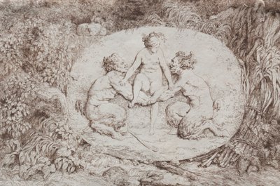 Bacchanales: nymf med stöd av två satyrer av Jean Honore Fragonard