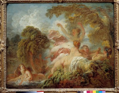 Badande Grupp av nakna unga kvinnor som badar. Målning av Jean Honore Fragonard (1732-1806) 1700-talets sön. 0,64x0,8 m av Jean Honore Fragonard