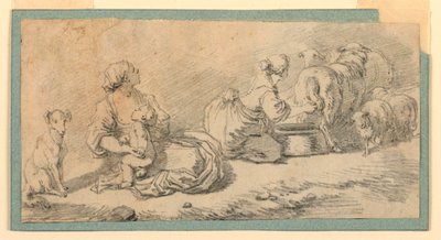 Teckning, Pastoralscen, ca 1770 av Jean Honore Fragonard