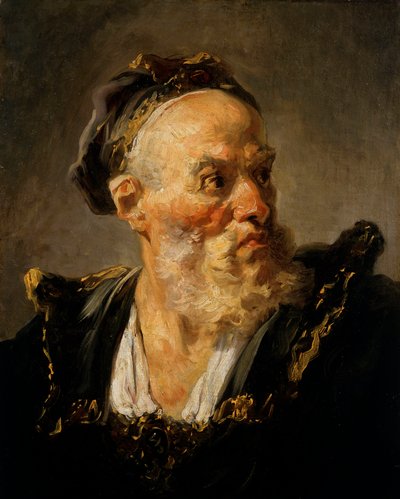Chef för gammal mansmålning av Jean Honore Fragonard (1732-1806) 1700-talets Paris, Musée Jacquemart Andre av Jean Honore Fragonard