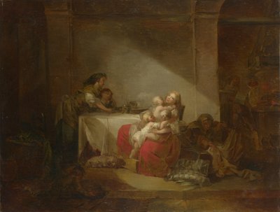 Interiör scen. Den lyckliga modern, andra hälften av 1700-talet. av Jean Honore Fragonard