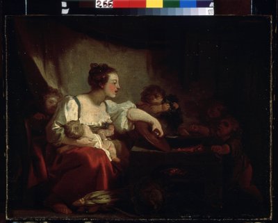 ""Den fattiga familjen"" (Den fattiga familjen) Målning av Jean Honore Fragonard (1732-1806) 1760-1762 Pushkin Museum, Moskva av Jean Honore Fragonard