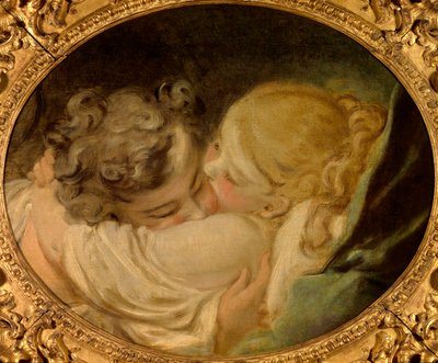 Le baiser Målning av Jean Honore Fragonard (1732-1806) Privat samling från 1700-talet av Jean Honore Fragonard