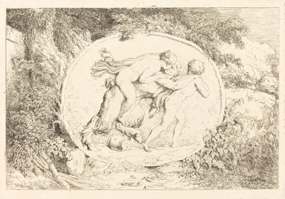 Nymph Astride a Satyr (Ung flicka på en satyr) av Jean Honore Fragonard