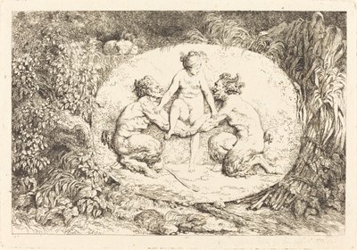 Nymf med stöd av två satyrer av Jean Honore Fragonard