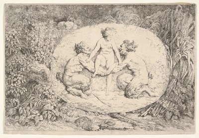 Nymf stödd av två satyrer, 1763. av Jean Honore Fragonard