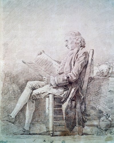 Porträtt av abbot av Saint Non (sangvinskt på papper) av Jean Honore Fragonard