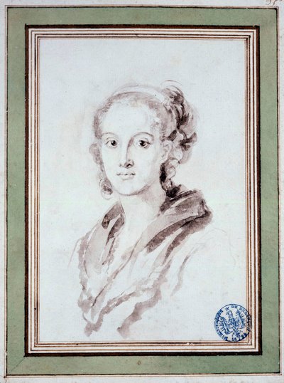 Porträtt av Marguerite Gerard (1767-1837) fransk målare, svägerska till Fragonard Teckning i tvätten av Jean Honore Fragonard (1732-1806) 1800 runt Besancon, Musee des Beaux Arts av Jean Honore Fragonard
