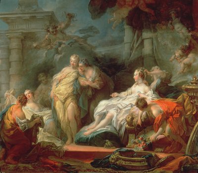 Psyche visar sina systrar sina gåvor från Amor, 1753 av Jean Honore Fragonard