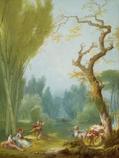 Reiterspiele (Ett spel med häst och ryttare). Um 1775/80 av Jean Honore Fragonard