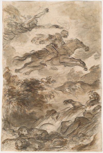 Rinaldo, Astride Baiardo, flyger iväg i jakten på Angelica av Jean Honore Fragonard
