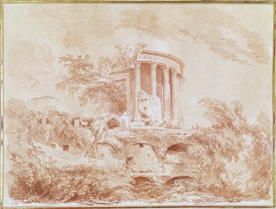 Sybilens tempel i Tivoli (röd krita på papper) av Jean Honore Fragonard
