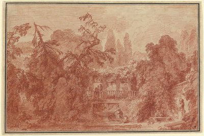 Terrass och trädgård i en italiensk villa av Jean Honore Fragonard