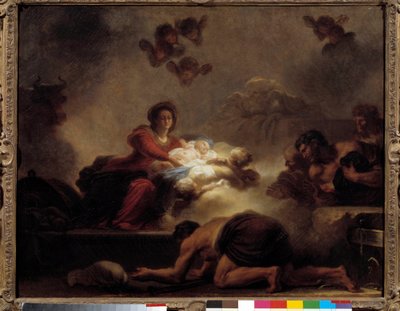 Herdarnas tillbedjan målning av Jean-Honore Fragonard (1732-1806). 1700-talet. Dämpa. 0,73x0,93 m. av Jean Honore Fragonard