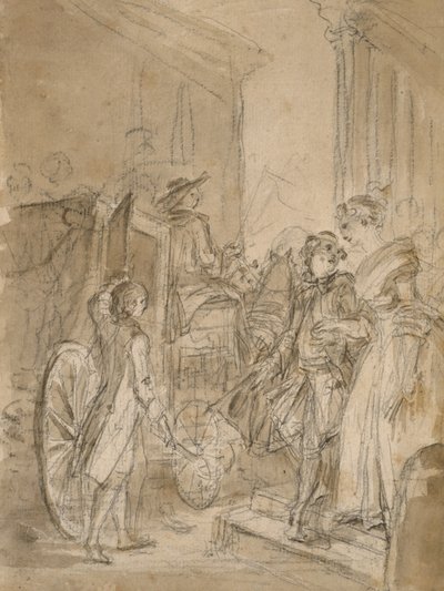 The Departure by Coach, c.1780-89 av Jean Honore Fragonard