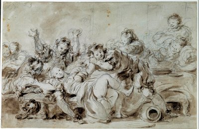 Angriparen straffad Efter "" the gascon punished"", berättelse av Jean de la Fontaine. Teckning av Jean Honore Fragonard (1732-1806) Privat samling från 1700-talet av Jean Honore Fragonard