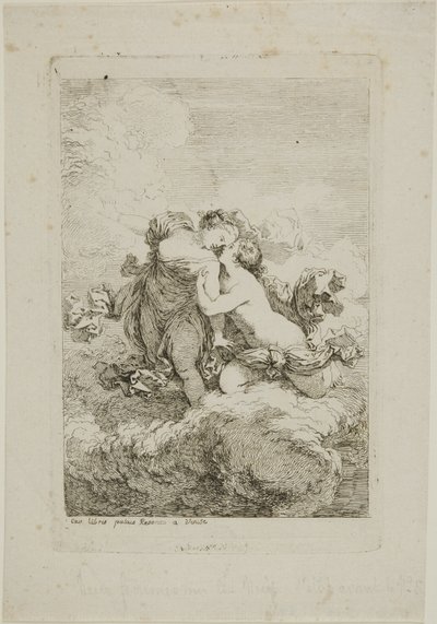 Två kvinnliga figurer på ett moln av Jean Honore Fragonard