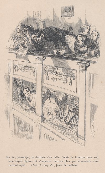 Jag hade kommit till London för att se en kunglig, men jag såg bara baksidan av en annan persons huvud. fr..., 1843. av Jean Ignace Isidore Gérard