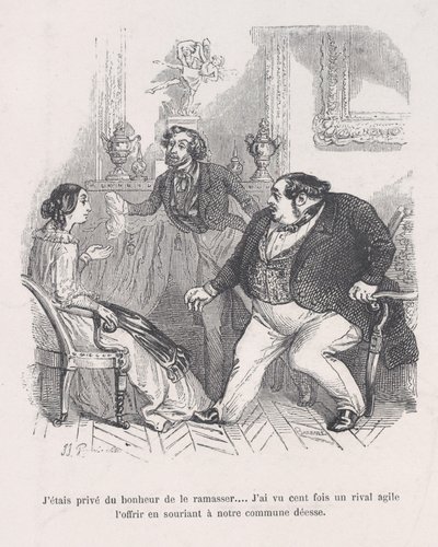 Jag berövades lyckan att plocka upp den... Jag såg hundra gånger en smidig rival..., 1843. av Jean Ignace Isidore Gérard