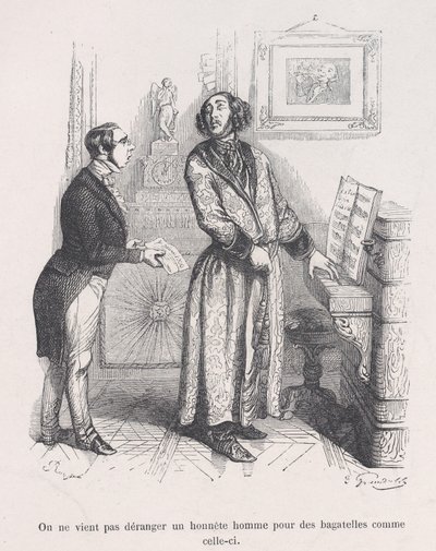 Man stör inte en ärlig man med sådana här bagateller. från The Little Miserie of Huma..., 1843. av Jean Ignace Isidore Gérard