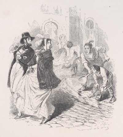 Bara överallt finns vattenkranar, vattenkannor av alla former, spadar och krukor av alla storlekar..., 1843. av Jean Ignace Isidore Gérard