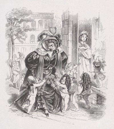 The Poor Putti från The Complete Works of Béranger, 1836. av Jean Ignace Isidore Gérard
