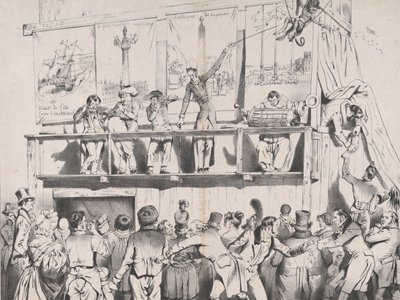Fart! Fart! Boom Boom boom!!! The Show of the Grrrreat Political Tumblers, augusti 1833. av Jean Ignace Isidore Gérard
