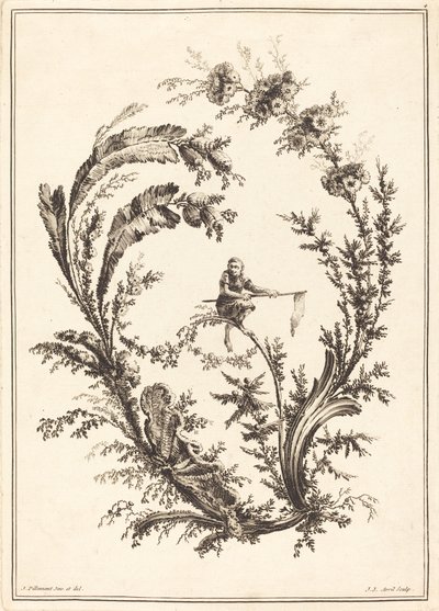Prydnad med en apa. av Jean Jacques Avril