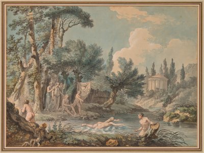 Nakenbilder i ett landskap av Jean Jacques François Lebarbier, called Le Barbier L’Aîné