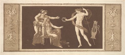 Apollo kröner konsterna Apollo kröner konsterna, från Recueil de Different Compositions..., 1784. av Jean Jacques Lagrenee
