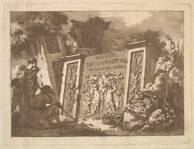 Frontispice, från Recueil de Compositions par Lagrenée Le Jeune Collection of Compositio..., 1782. av Jean Jacques Lagrenee